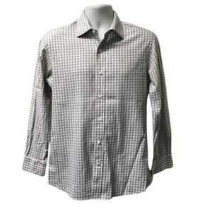 Spier & Mackay White Gray Checkered Long Sleeve Casual Shirt